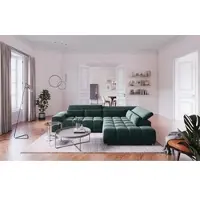 Cotta Ecksofa "Orion L-Form", hunter, B:310cm H:70cm T:225cm, 100% Polyester, Sofas, Ecksofa, mit Kopfteilverstellung & 5 Nierenkissen