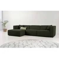 Otto Home Ecksofa "Tammie", grün (khaki), B:312cm H:73cm T:154cm, 100% Polyester, Sofas, Ecksofa, Breite 312 cm, Webstoff fein, bodentief, mit Wellenunterfederung