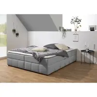 Home affaire Boxbett "Niemes inkl. Bettkasten und Topper, auch in Überlänge erhältlich", hellgrau, B:184cm L:224cm, Komplettbetten, Boxbett, Boxbett ohne Kopfteil, inkl. Topper