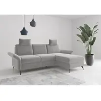 Home affaire Ecksofa "Rochelle", grau (hellgrau), B:251cm H:93cm T:164cm, 100% Polyester, Sofas, Ecksofa, wahlweise mit Bettfunktion, Bettkasten und Armteilverstellung