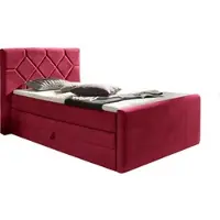 Home affaire Boxspringbett "Atlanta", rot, B:110cm L:221cm, Kunststoff, Massivholz, Stoff, Komplettbetten, Boxspringbett, inklusive Topper und Bettkasten