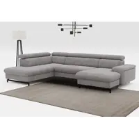 Cotta Wohnlandschaft "Emma U-Form, B: 328 cm", grau (mouse), B:328cm H:97cm T:215cm, Sofas, Wohnlandschaft, mit Kopfteilverstellung, optional Schlaffunktion & Bettkasten