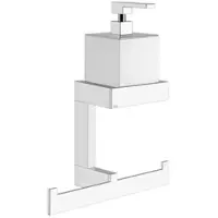 Gessi Rettangolo Accessoires Kombination mit Seifenspender weiß und Handtuchhalter, Wandmontage, 20879149, Farbe: Finox Optik