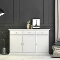 Home affaire Kommode "Paris", weiß, B:143,7cm H:91,66cm T:46,1cm, Holzwerkstoff, MDF, Sideboards, Kommode, mit vielen Staurammöglichkeiten und einer Rahmenoptik