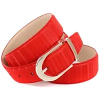 Anthoni Crown Ledergürtel , Damen, Gr. 85, rot, Rindsleder, unifarben, Gürtel Ledergürtel, In 3D-Optik, glänzende Schließe