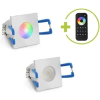 Longlife LED Einbaustrahler Mini Livorno eckig 3W RGBW IP65 - Farbe: silber - Anzahl: 2x