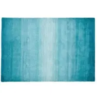 Theko Wollteppich "Wool Comfort" Gr. 5, blau (türkis), B:190cm H:14mm L:290cm, Schurwolle, Teppiche, Wollteppich, Handweb Teppich, reine Wolle, handgewebt, brilliante Farben, Scandi
