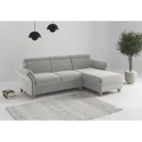 Home affaire Ecksofa "Glendale, L-Form", hellgrau, B:253cm H:84cm T:166cm, 100% Polyester, Sofas, Ecksofa, inkl. Kopfteilverstellung, wahlweise mit Vorziehsitz und Bettkasten