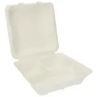 Verive Menübox Bagasse, 3-geteilt, 23,6 x 22,9 x 8,5 cm, 1100 ml 494661 , 1 Packung = 50 Stück
