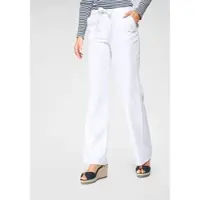 Aniston Leinenhose CASUAL, Damen, Gr. 40, N-Gr, weiß, Web, Obermaterial: 55% Leinen, 45% Viskose, Leinenoptik, unifarben, Basic, figurumspielend lang, Hosen Leinenhose, mit Bindeband, Topseller