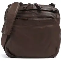 Harold's Leder Umhängetasche Schultertasche Submarine Crossbag Zip Brown dunkelbraun