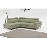Cotta Ecksofa "Hudson L-Form, B: 256 cm", grün, B:256cm H:100cm T:207cm, Sofas, Ecksofa, mit Kopfteilverstellung, optional Schlaffunktion & Bettkasten
