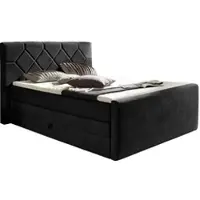 Home affaire Boxspringbett "Atlanta", schwarz, B:120cm L:221cm, Kunststoff, Massivholz, Stoff, Komplettbetten, Boxspringbett, inklusive Topper und Bettkasten