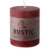 Papstar Rustic Tischkerze, durchgefärbt, Hochwertige Zylinderkerze aus Paraffin- und Stearin, 1 Karton = 6 Stück, bordeaux