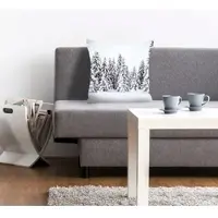 Queence Dekokissen "Wood", schwarz-weiß (weiß, schwarz, bedruckt), B:40cm L:40cm, Polyester, Dekokissen_Sitzkissen_Kissenhüllen, Dekokissen, mit einem Wald voller Tannen