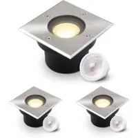 Longlife LED LED Bodeneinbaustrahler flach eckig Edelstahl 230V IP67 - Leuchtmittel: 5W 2700K...