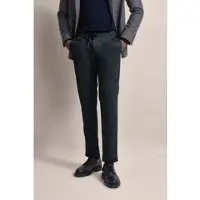 Bugatti Chinohose , Herren, Gr. 35, Länge 34, blau (marine), 75% Polyester, 20% Viskose, 5% Elasthan, kariert, slim fit, Hosen Chinohose, mit Gummizug