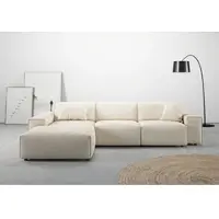 Home affaire Ecksofa "Glimminge auch in Breitcord, Feincord, Bouclé + Easy care-Bezug", beige (natur), B:294cm H:71cm T:191cm, 100% Polyester, Sofas, Ecksofa, L-Form, Breite 294, Zierkissen