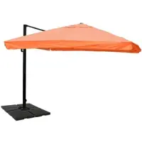 Mendler Gastronomie-Ampelschirm HWC-A96, Sonnenschirm, 3x4m (Ø5m) Polyester/Alu 26kg Flap, terracotta mit Ständer