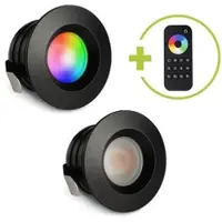 Longlife LED Einbaustrahler Mini flach Torino 3W RGBW IP44 - Farbe: schwarz matt - Anzahl: 2x