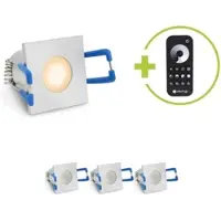 Longlife LED Einbaustrahler Mini Livorno eckig 3W 2700K IP65 - Farbe: silber - Anzahl: 4x