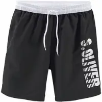 s.Oliver Badeshorts , Herren, Gr. M (50), Lang, schwarz (schwarz (langgröße)), Microfaser, Polyester, Badehosen Badeshorts