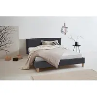 OTTO Polsterbett PRODUCTS "Heddi", schwarz, B:165cm H:82cm L:212cm, Bezug Struktur fein (100% recyceltes Polyester), Betten, Polsterbett, in 5 Breiten: von 90cm-200cm, Biese am Kopfteil, Strukturstoff