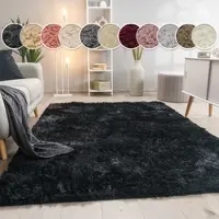 Paco Home Hochflor-Teppich "Silky 591", schwarz, B:160cm H:37mm L:220cm, Polyester, Teppiche, Hochflor-Teppich, Uni-Farben, besonders weich und kuschelig, Wohnzimmer