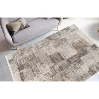 Calo-deluxe Teppich "Miran 725" Gr. 2, bunt (silberfarben, grau), B:80cm H:12mm L:150cm, Kunstfaser, Teppiche, Teppich, Vintage Design, mit Fransen, Wohnzimmer