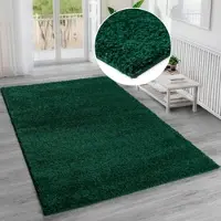 Bruno Banani Hochflor-Teppich "Shaggy Soft" Gr. 7, grün (dunkelgrün), B:240cm H:30mm L:320cm, Kunstfaser, Teppiche, Hochflor-Teppich, gewebt, Uni Farben, besonders weich und kuschelig, Kundenliebling