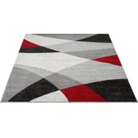 Merinos Teppich "Thales 6100", bunt (grau, rot), B:80cm H:10mm L:150cm, Polyester, Teppiche, Teppich, Kurzflorteppich mit Konturenschnitt, Wohnzimmer