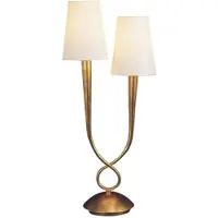 Mantra-Iluminacion Tischleuchte Paola 2fl gold mit Textilschirmen