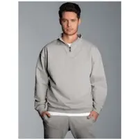 Trigema Sweatshirt "Troyer in bequemer Sweat-Qualität", Herren, Gr. XXL, grau (grau, melange), Sweatware, 70% Baumwolle, 30% Polyester, Basic, ohne Ausschnitt, Sweatshirts Sweatshirt