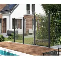 Staket Pro Zaun , grau (anthrazit), Pfosten: 4 Stk., Aluminium, Glas, Zaunelemente, Zaun, Glaszaun, Gesamtlänge: 3,361 m, 4 Pfosten