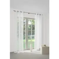 Wirth 1100000002199 "Manuela", weiß, B:600cm H:125cm, Voile, Polyester, Gardinen, 1100000002199, Fertig-Store mit Metallösen nach Maß