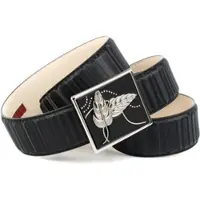 Anthoni Crown Ledergürtel , Damen, Gr. 110, schwarz, Leder, unifarben, Gürtel Ledergürtel, Automatik Gürtel mit floralem Design