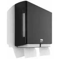Wepa BlackSatino BriQ double Toilettenpapierspender, ABS-Kunststoff, Farbe: matt schwarz, Maße: 251 x 104 x 153 mm