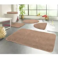 Kinzler Badematte "Chaozhou, Badvorleger, Badezimmer Teppich", braun (hellbraun), H:20mm, Polyester, Badematten, Badematte, Badteppich, Uni Farben, weich, als rechteckig, rund & Set erhältlich