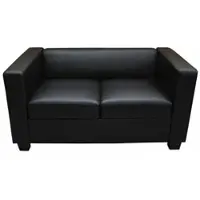 Mendler 2er Sofa Couch Loungesofa Lille Kunstleder, schwarz