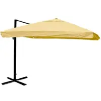 Mendler Ampelschirm HWC-A96, Sonnenschirm Gastronomie 3x3m (Ø4,24m) Polyester/Alu 23kg Flap, creme ohne Ständer