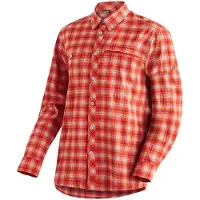 Maier Sports Funktionshemd "Kasen L/S M", Herren, Gr. 50, Normalgrößen, rot, 97% Polyester, 3% Elasthan, Hemden Funktionshemd, Herren Hemd langarm, karriertes Freizeithemd, Langarmhemd, Regular Fit