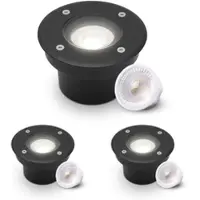 Longlife LED LED Bodeneinbaustrahler Schwarz FLACH rund 230V IP67 - Leuchtmittel: 5W 4000K DI...