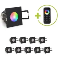 Longlife LED Einbaustrahler Mini Livorno eckig 3W RGBW IP65 - Farbe: schwarz matt - Anzahl: 1...