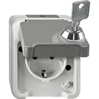 Merten Schuko-Steckdose Aquastar , IP44, Aufputz, lichtgrau, abschließbar, 1 Stück