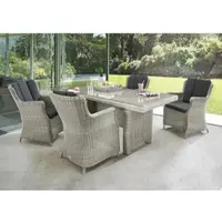 Destiny Sitzgruppe LUNA 4 Sessel + Tisch 165x90x75cm, Polyrattan, vintage weiß