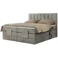 MKS Meble Boxspringbett 200x200 elektrisch verstellbar 7-Zonen Taschenfederkern Matratze und Topper Bett 200x200 mit Motor Polsterbett Motorbett - Comforto - Hellgrau Velvet - H3
