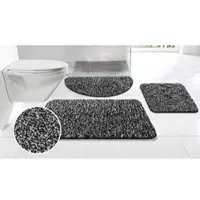 Otto Home Badematte "Vanessa meliert, Badvorleger, Badezimmer Teppich, Duschvorleger" Gr. 8, schwarz (schwarz weiß), H:20mm, Polyester, Badematten, Badematte, Badteppich, weiche Haptik, unifarben