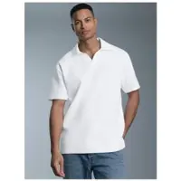 Trigema Poloshirt "Oversized Poloshirt ohne Knopfleiste in Waffeloptik", Damen, Gr. 3XL, weiß, Piqué, 100% Baumwolle, Basic, V-Ausschnitt, Shirts Poloshirt