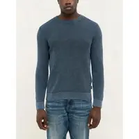 Mustang Rundhalspullover "Style Elliot", Herren, Gr. XXL, blau (schwarz saphire), Strick, Obermaterial: 100% Baumwolle, unifarben, regular fit normal, Rundhals, Bündchen, Pullover Rundhalspullover