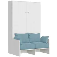 Itamoby Kentaro 140 cm französisches Klappbett für Doppelbett mit Sofa aus weißer Esche, hellblau